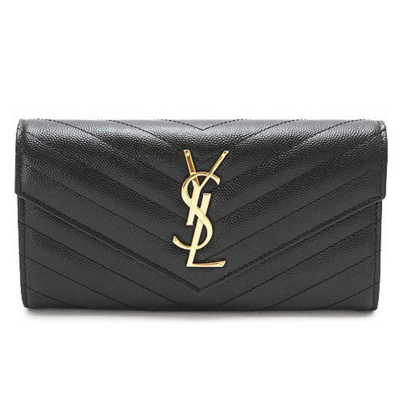 Saint Laurent Handbags - Saint Laurent Long Wallet Monogram Quilted Black